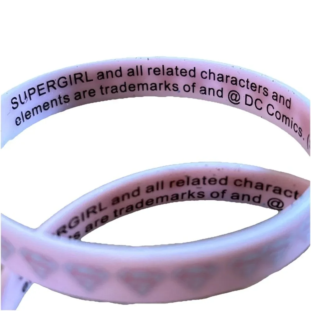 Pair Of Pink DC Comics Supergirl Logo Jelly Bracelets Rubber Bands